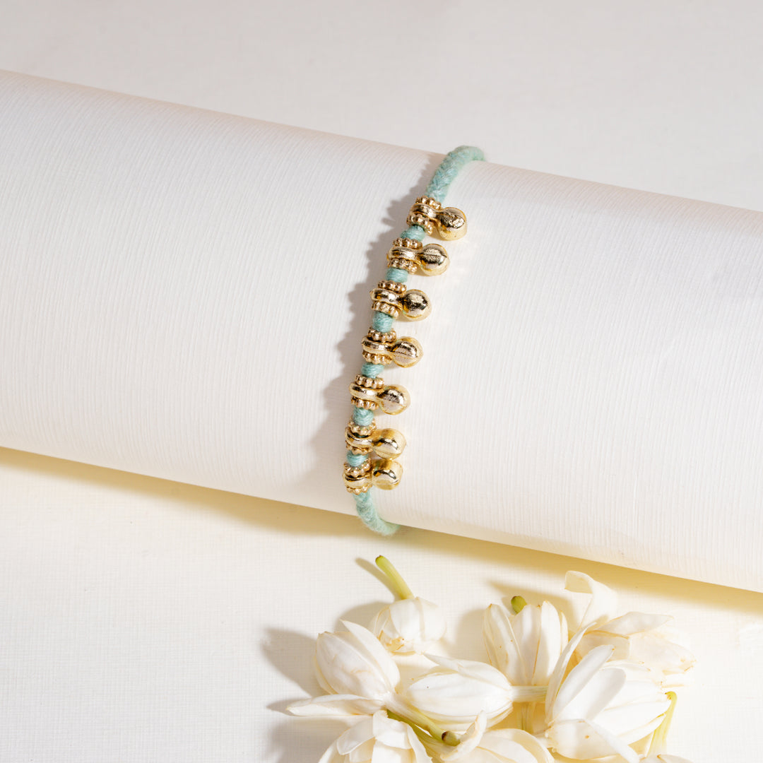 Minimal Ghungroo Pastel Green Bandhan Rakhi For Bhaiya
