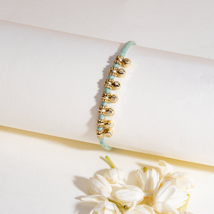 Minimal Ghungroo Pastel Green Bandhan Rakhi For Bhaiya