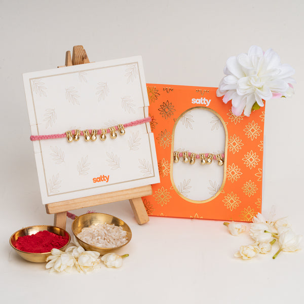 Minimal Ghungroo Pink Bandhan Rakhi For Bhaiya