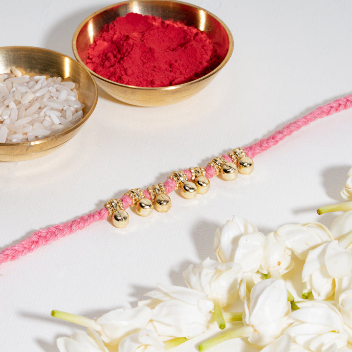 Minimal Ghungroo Pink Bandhan Rakhi For Bhaiya