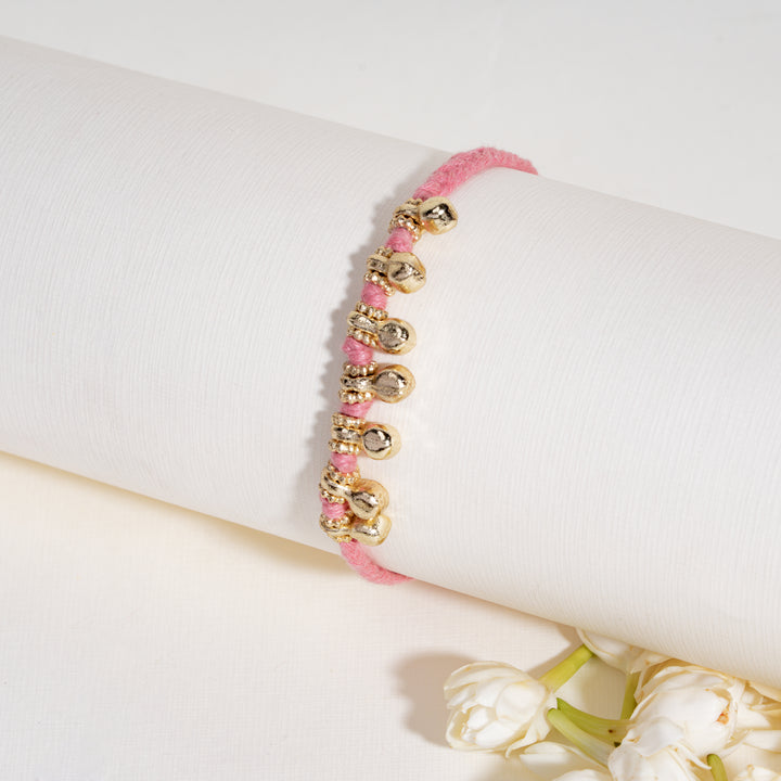 Minimal Ghungroo Pink Bandhan Rakhi For Bhaiya