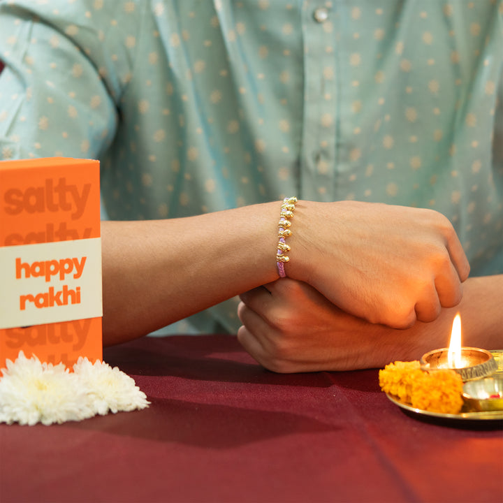 Minimal Ghungroo Pink Bandhan Rakhi For Bhaiya