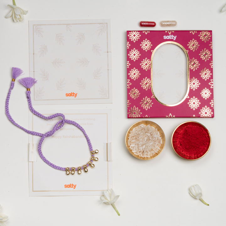 Minimal Ghungroo Lavender Bandhan Rakhi For Bhaiya