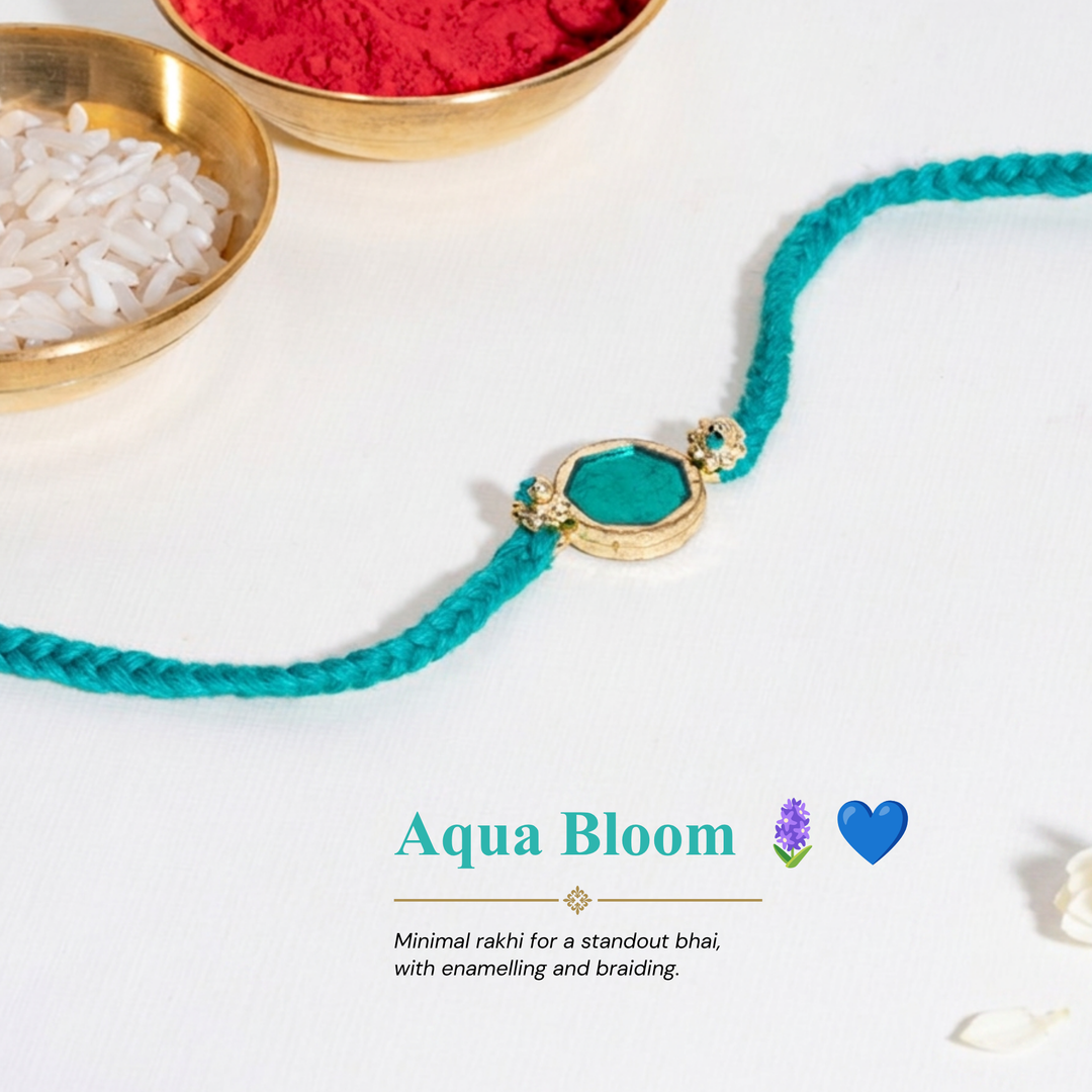 Turquoise Enamel Bandhan Rakhi For Bhaiya