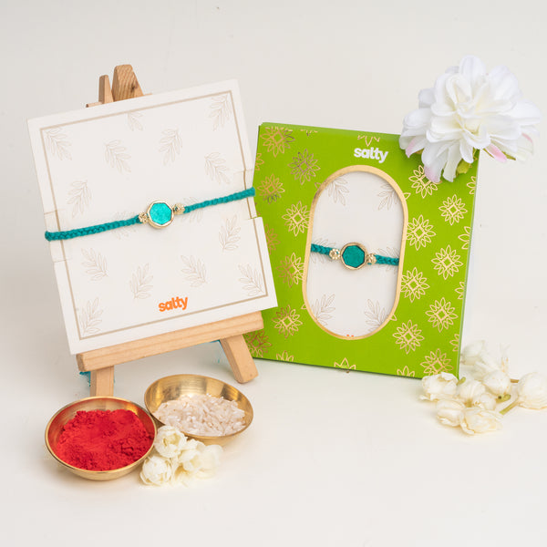 Turquoise Enamel Bandhan Rakhi For Bhaiya