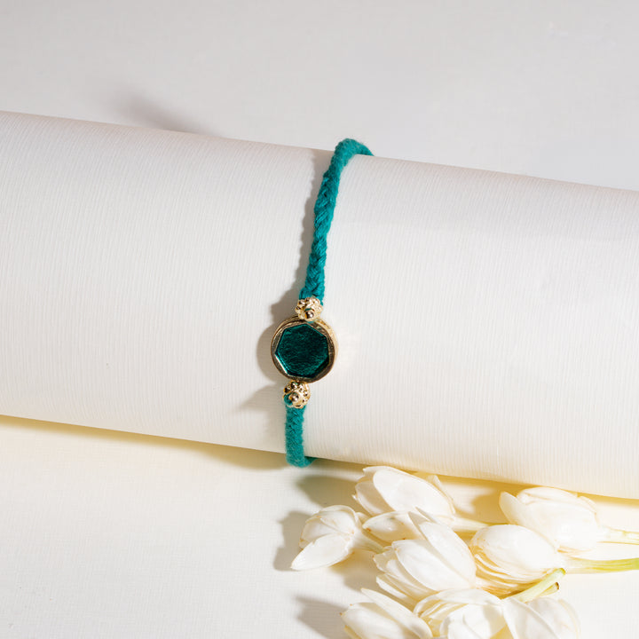 Turquoise Enamel Bandhan Rakhi For Bhaiya