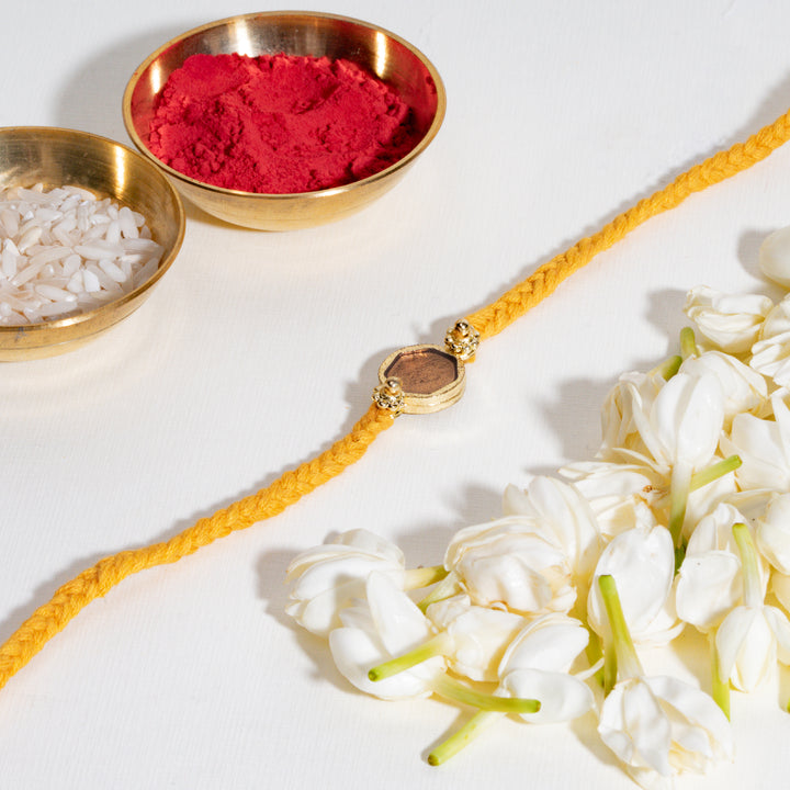 Yellow Enamel Bandhan Rakhi For Bhaiya