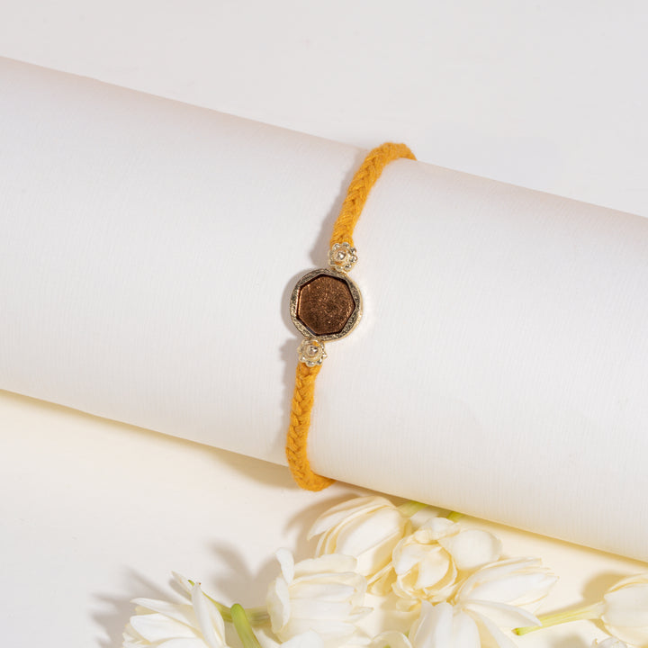 Yellow Enamel Bandhan Rakhi For Bhaiya