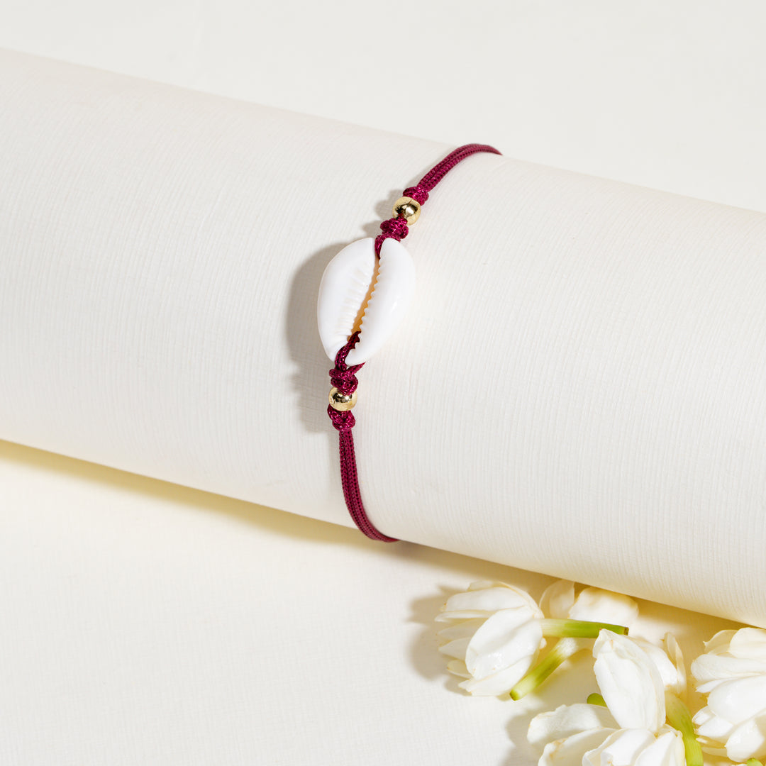 Cowrie Shell Pink Bandhan Rakhi For Bhaiya