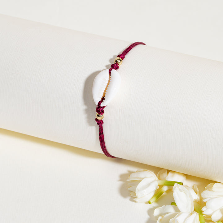 Cowrie Shell Pink Bandhan Rakhi For Bhaiya