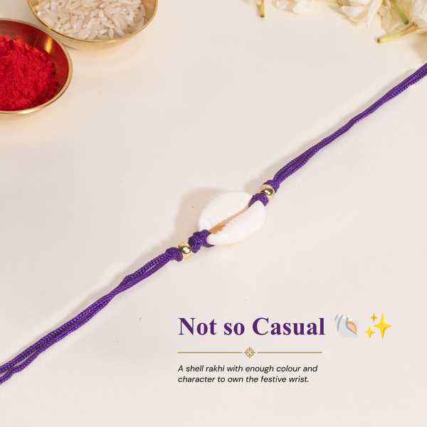 Cowrie Shell Purple Bandhan Rakhi For Bhaiya