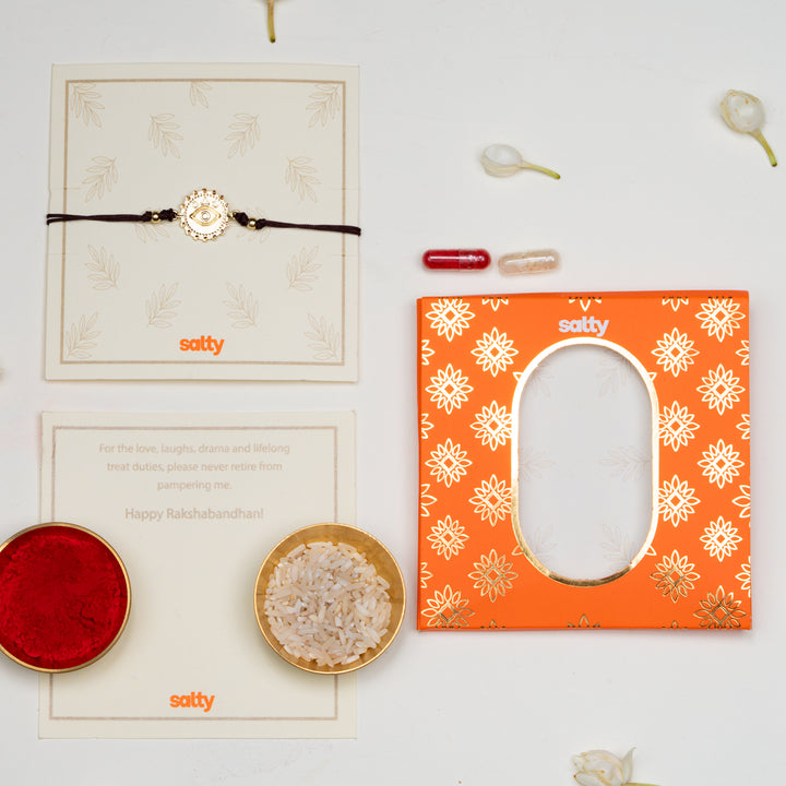 Evil Eye Nazar Brown Bandhan Rakhi For Bhaiya