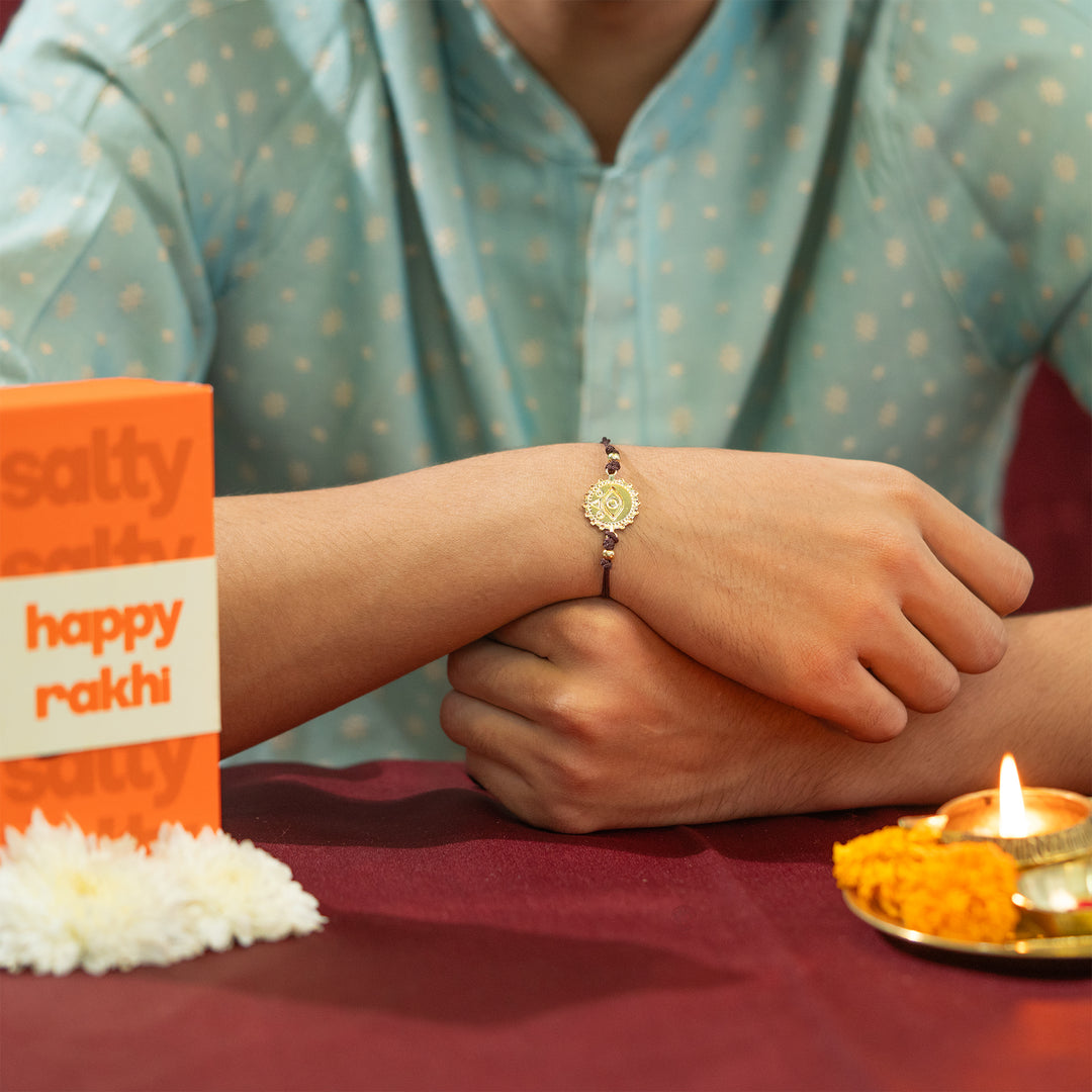 Evil Eye Nazar Brown Bandhan Rakhi For Bhaiya
