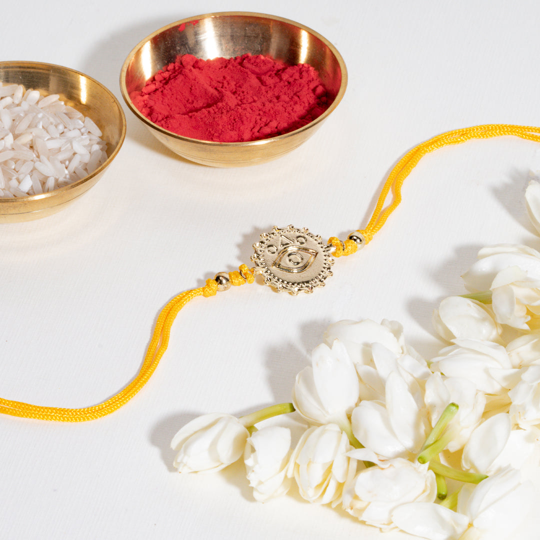 Evil Eye Nazar Yellow Bandhan Rakhi For Bhaiya
