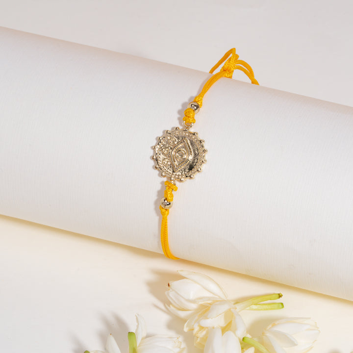 Evil Eye Nazar Yellow Bandhan Rakhi For Bhaiya