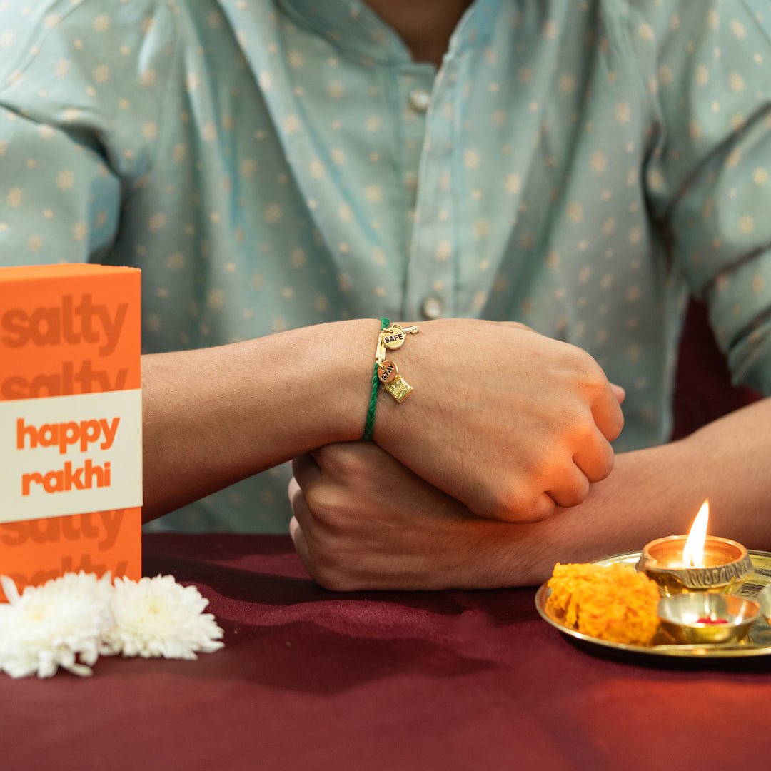 Raksha Kavach Teal Rakhi For Bhaiya
