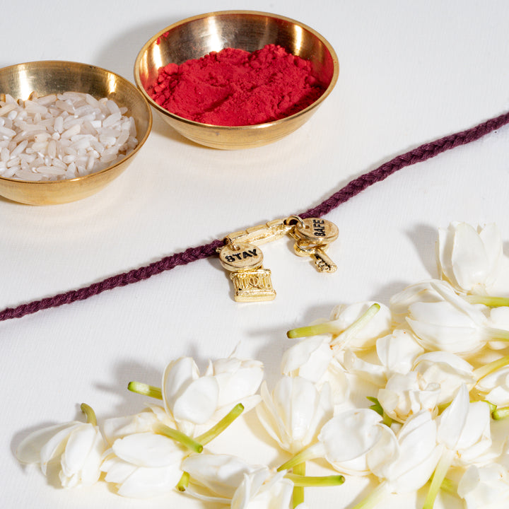 Raksha Kavach Maroon Rakhi For Bhaiya