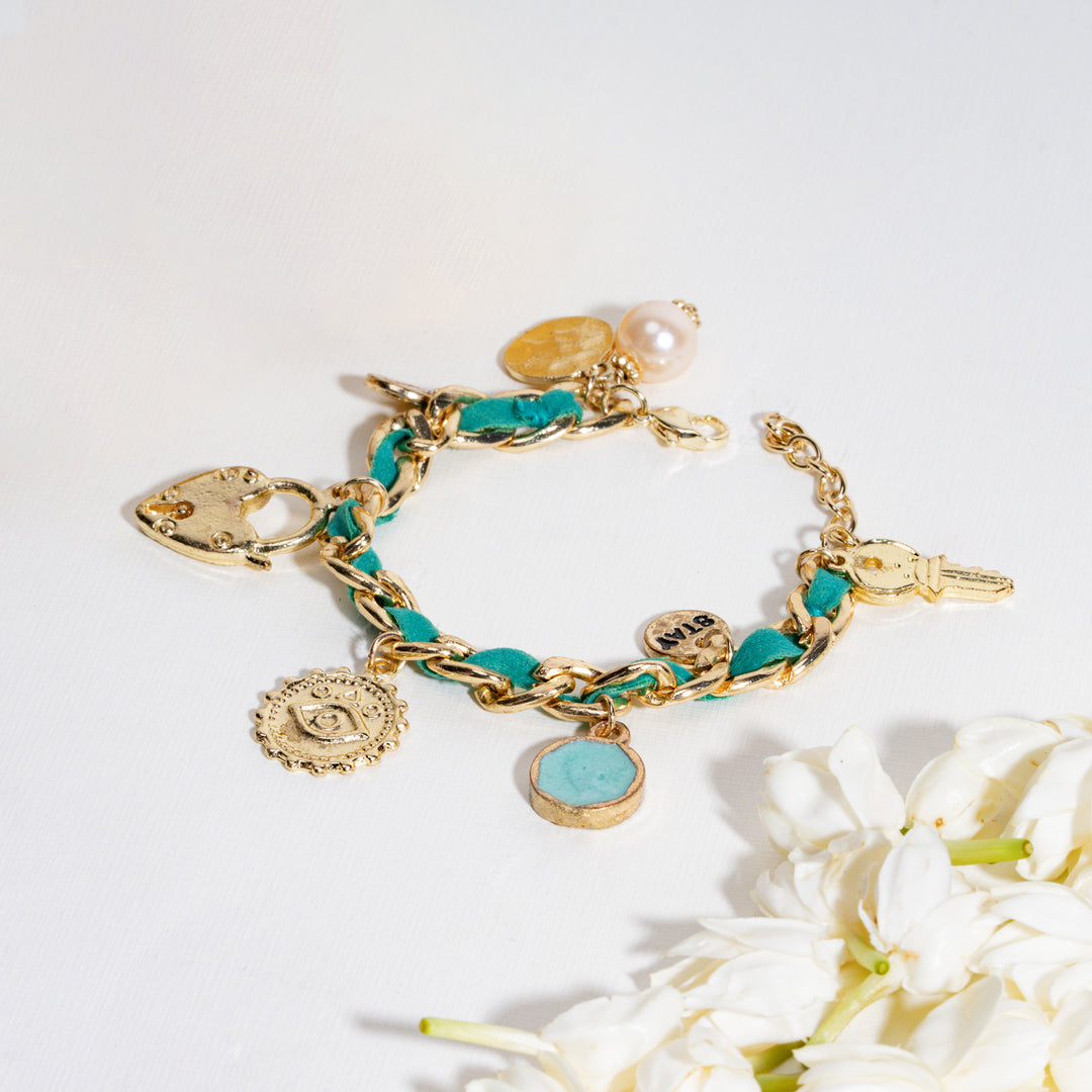 Turquoise Charm Link Bracelet