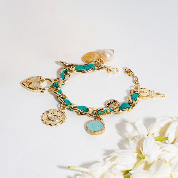 Turquoise Charm Link Bracelet