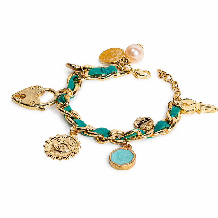Turquoise Charm Link Bracelet