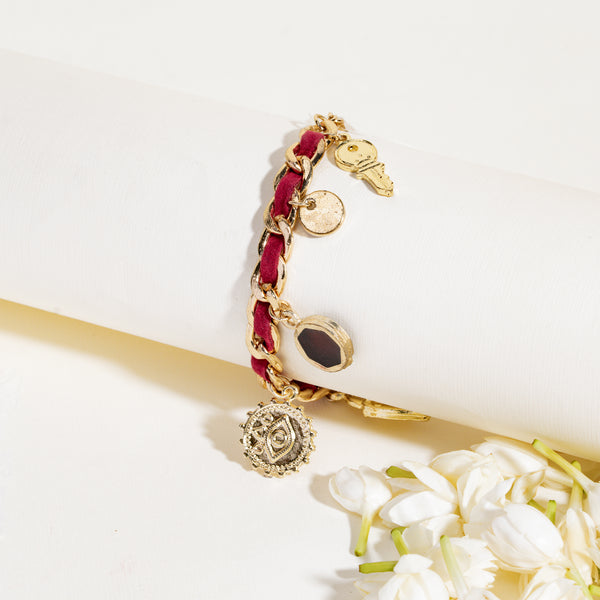 Crimson Charm Link Bracelet