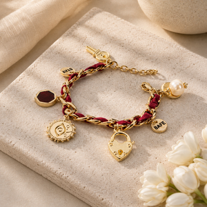 Crimson Charm Link Bracelet