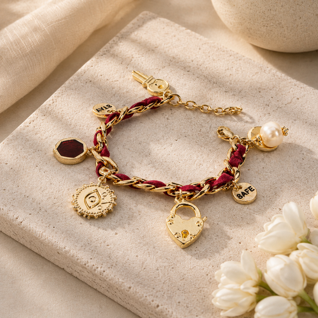 Crimson Charm Link Bracelet