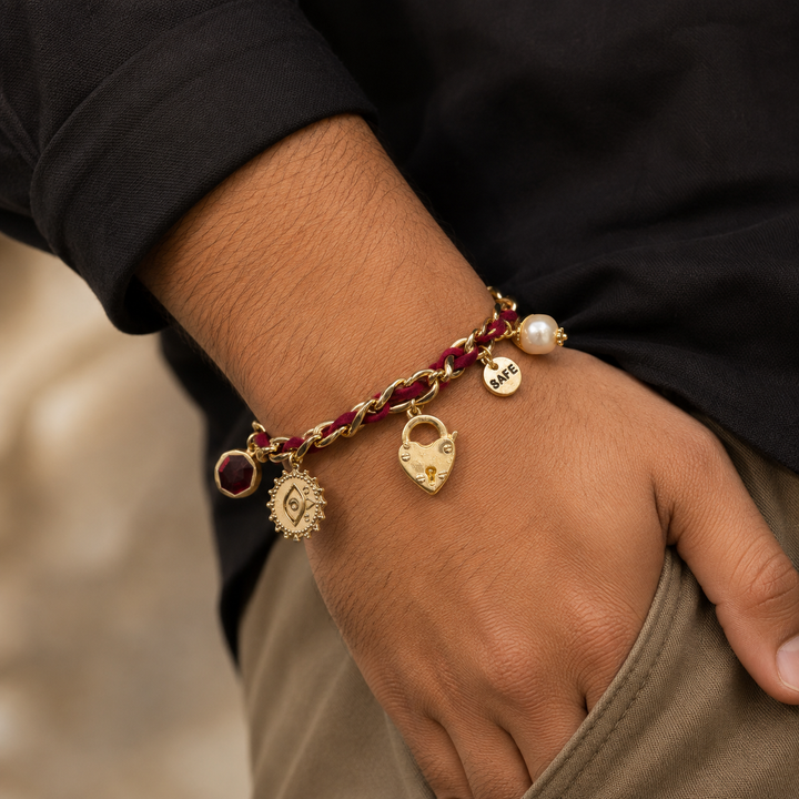Crimson Charm Link Bracelet