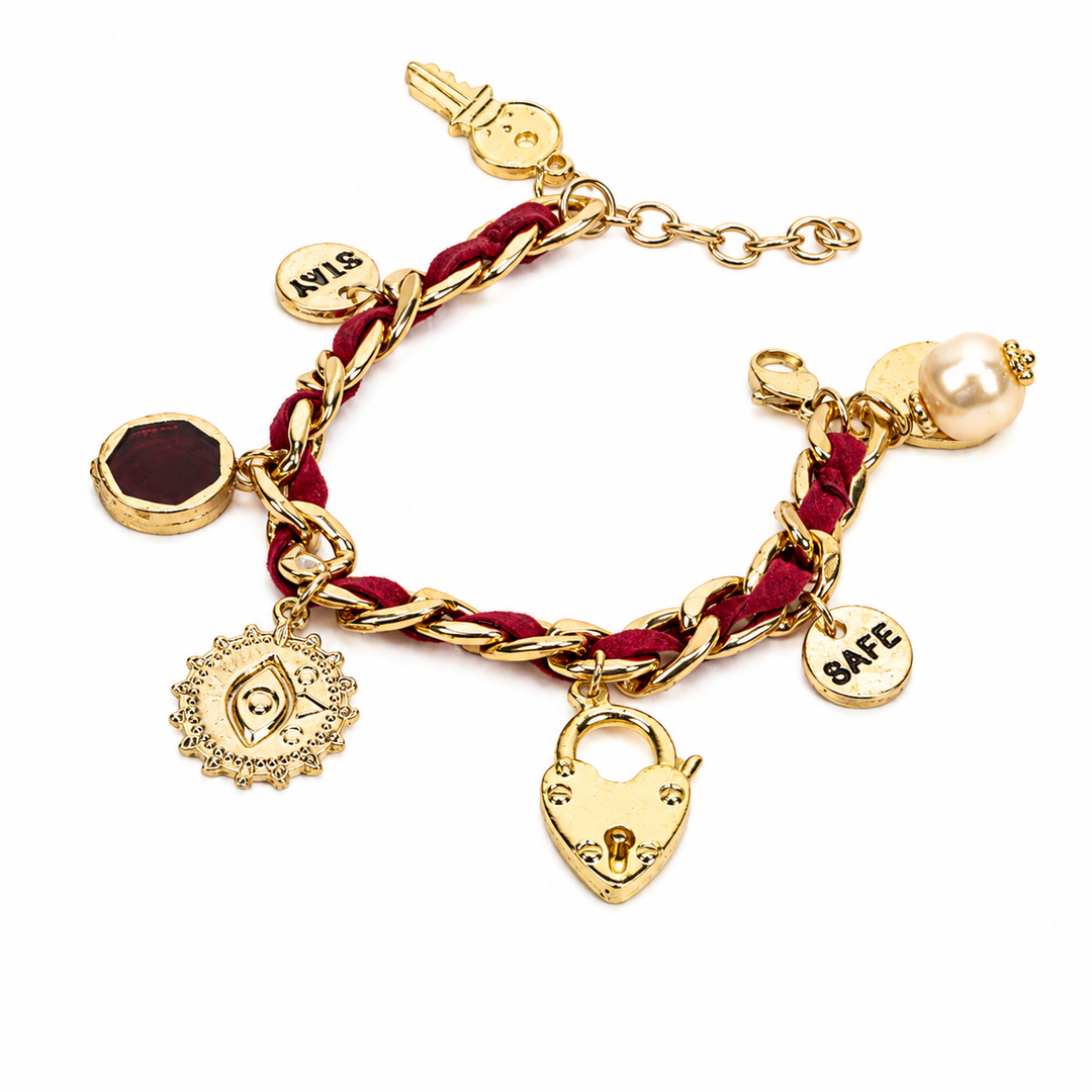 Crimson Charm Link Bracelet
