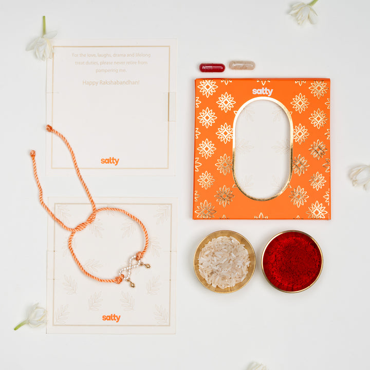 Peach Anant Bandhan Rakhi for Bhaiya