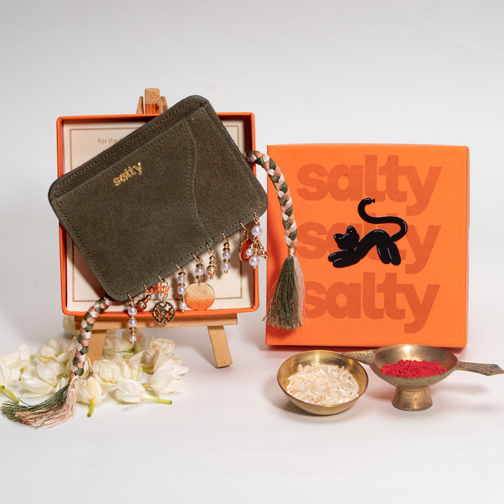 Premium Salty Rakhi Wallet with Charms for Bhaiya