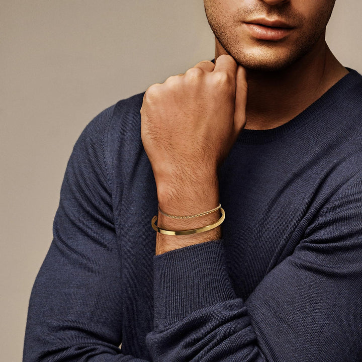 Twisted Rope with Sleek Cuff Bracelet Set