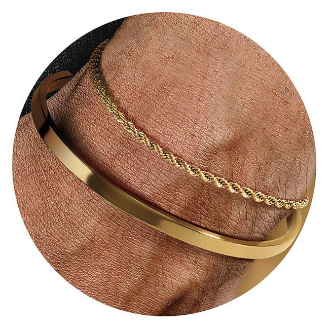 Twisted Rope with Sleek Cuff Bracelet Set