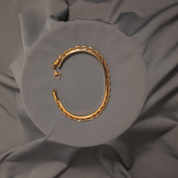 Twisted Rope with Sleek Cuff Bracelet Set - Salty Accessories