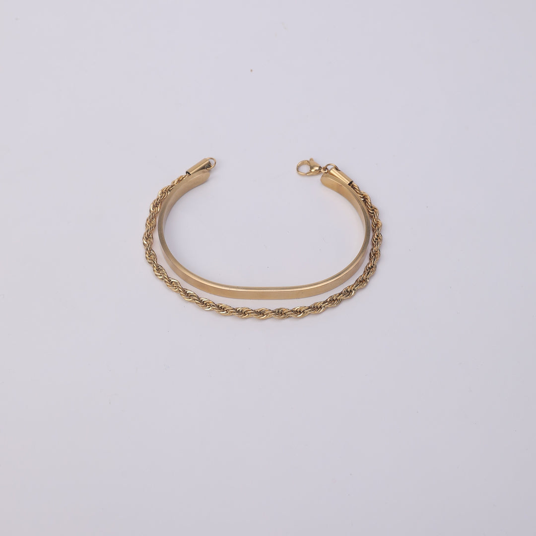 Twisted Rope with Sleek Cuff Bracelet Set - Salty Accessories