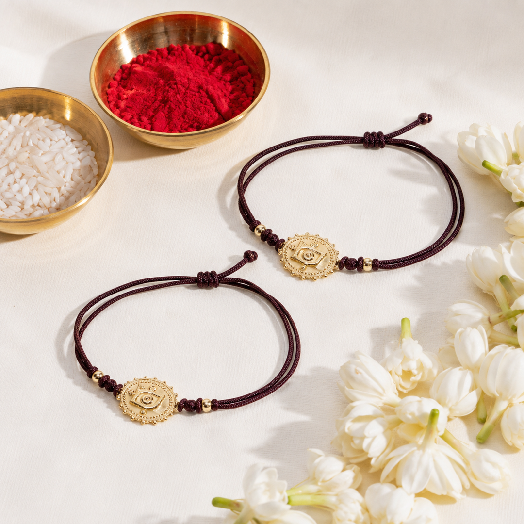 Evil Eye Nazar Brown Bandhan Rakhi For Bhaiya (Set of 2)