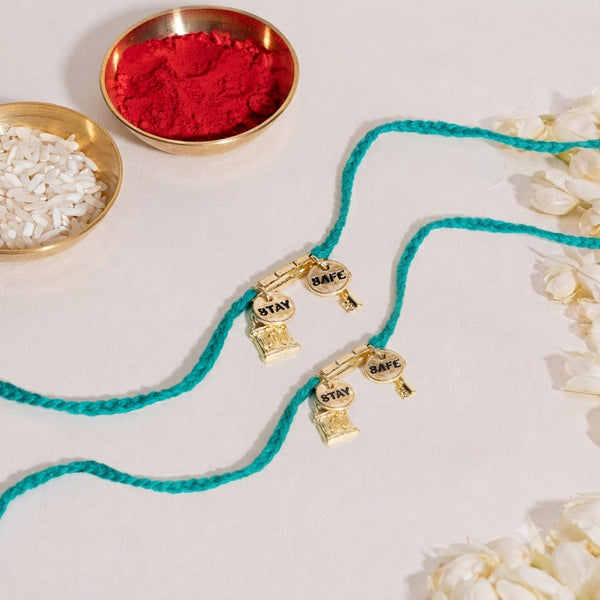 Raksha Kavach Firozi Rakhi For Bhaiya (Set of 2)