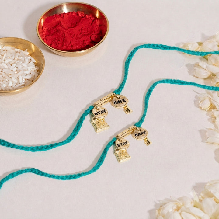 Raksha Kavach Firozi Rakhi For Bhaiya (Set of 2)