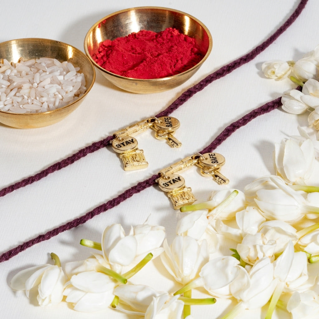 Raksha Kavach Maroon Rakhi For Bhaiya (Set of 2)