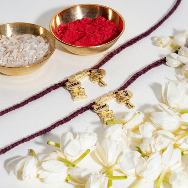 Raksha Kavach Maroon Rakhi For Bhaiya (Set of 2)