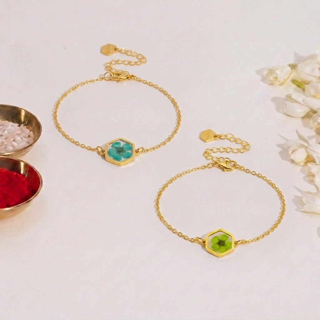 Aurora and Luminescent Resin Rakhi Combo for Bhaiya