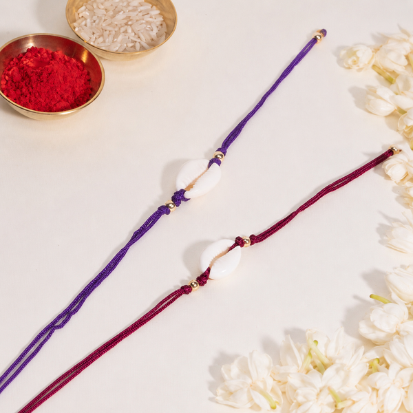 Cowrie Shell Pink and Purple Bandhan Rakhi for Bhaiya
