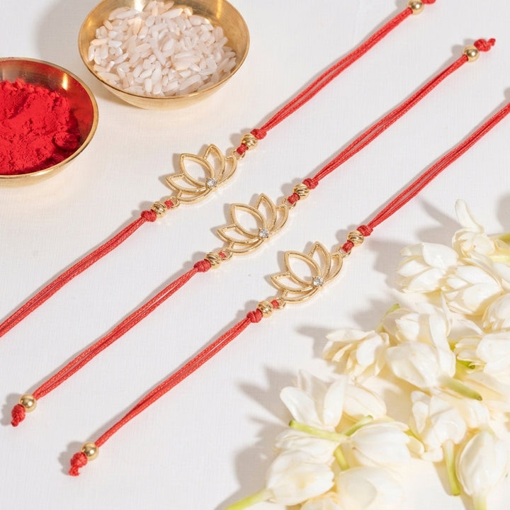Lotus Divinity Bandhan Rakhi For Bhaiya (Set of 3)
