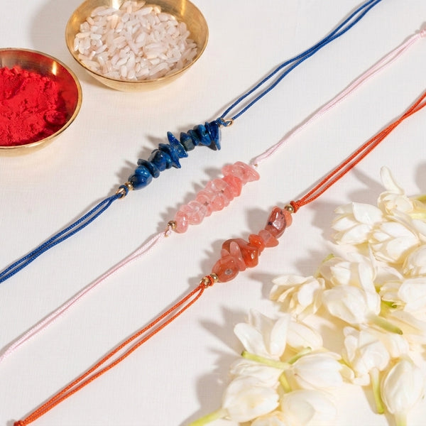 Colourful Stone Rakhi Combo for Bhaiya