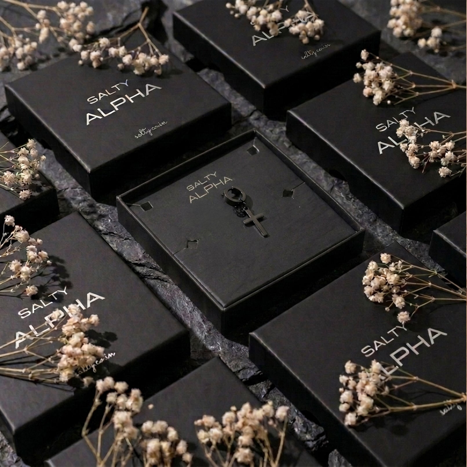 Cross Black Earrings