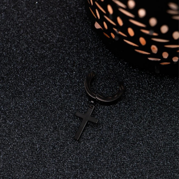 Cross Black Earrings