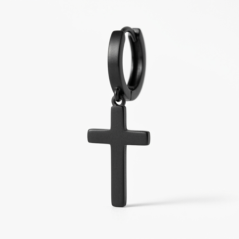 Cross Black Earrings