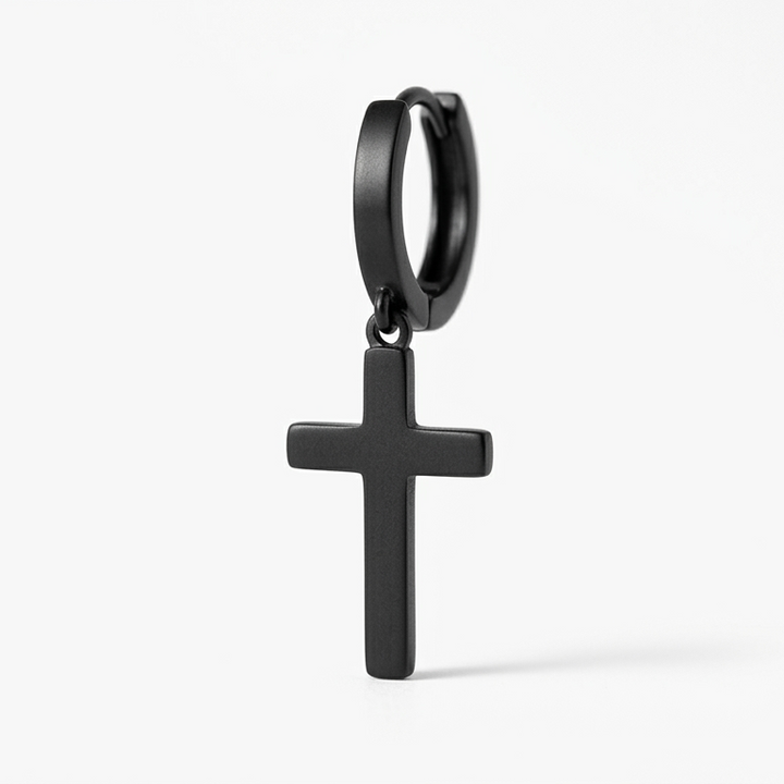 Cross Black Earrings
