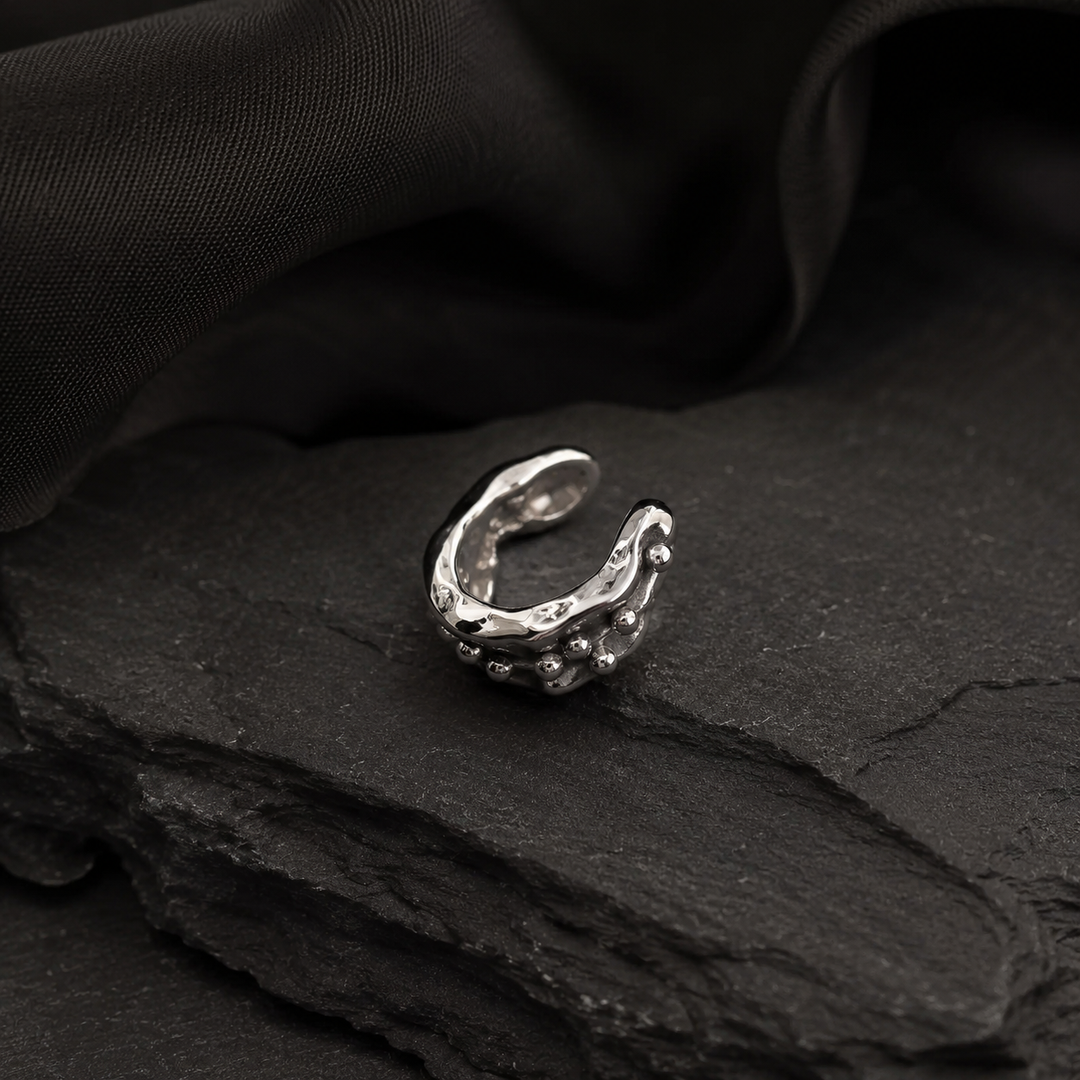 Goth Cuff Silver Earring