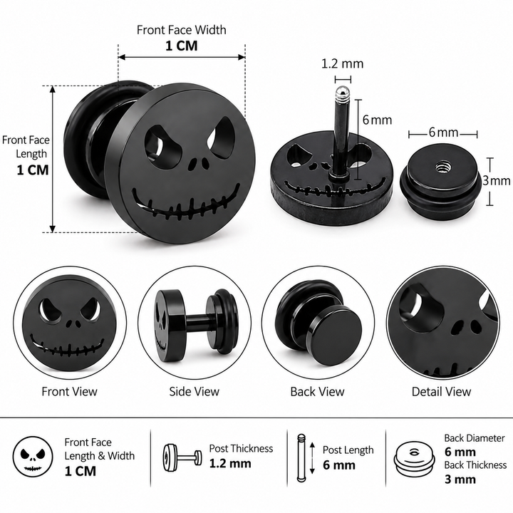 The Pumpkin King Stud Earrings - Black